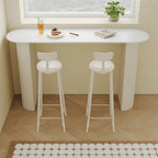 Modern White Stone Top Bar Table Double Pedestal Base