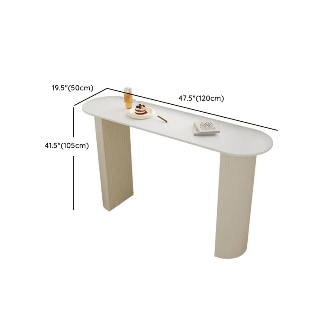 Modern White Stone Top Bar Table Double Pedestal Base