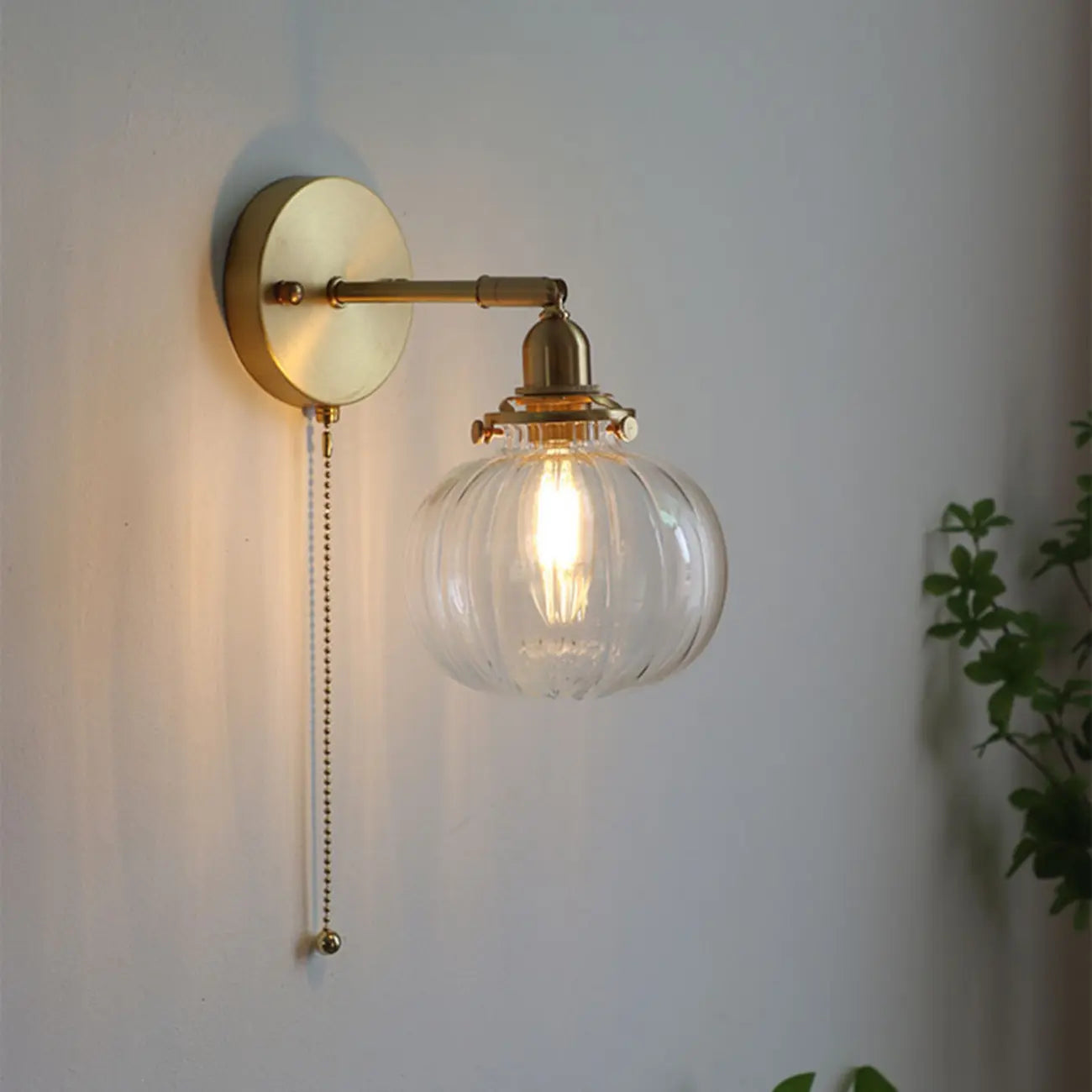 Vintage Adjustable Wall Sconce with Globe Shade for Bedroom