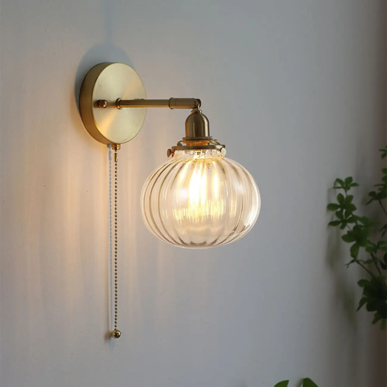 Vintage Adjustable Wall Sconce with Globe Shade for Bedroom