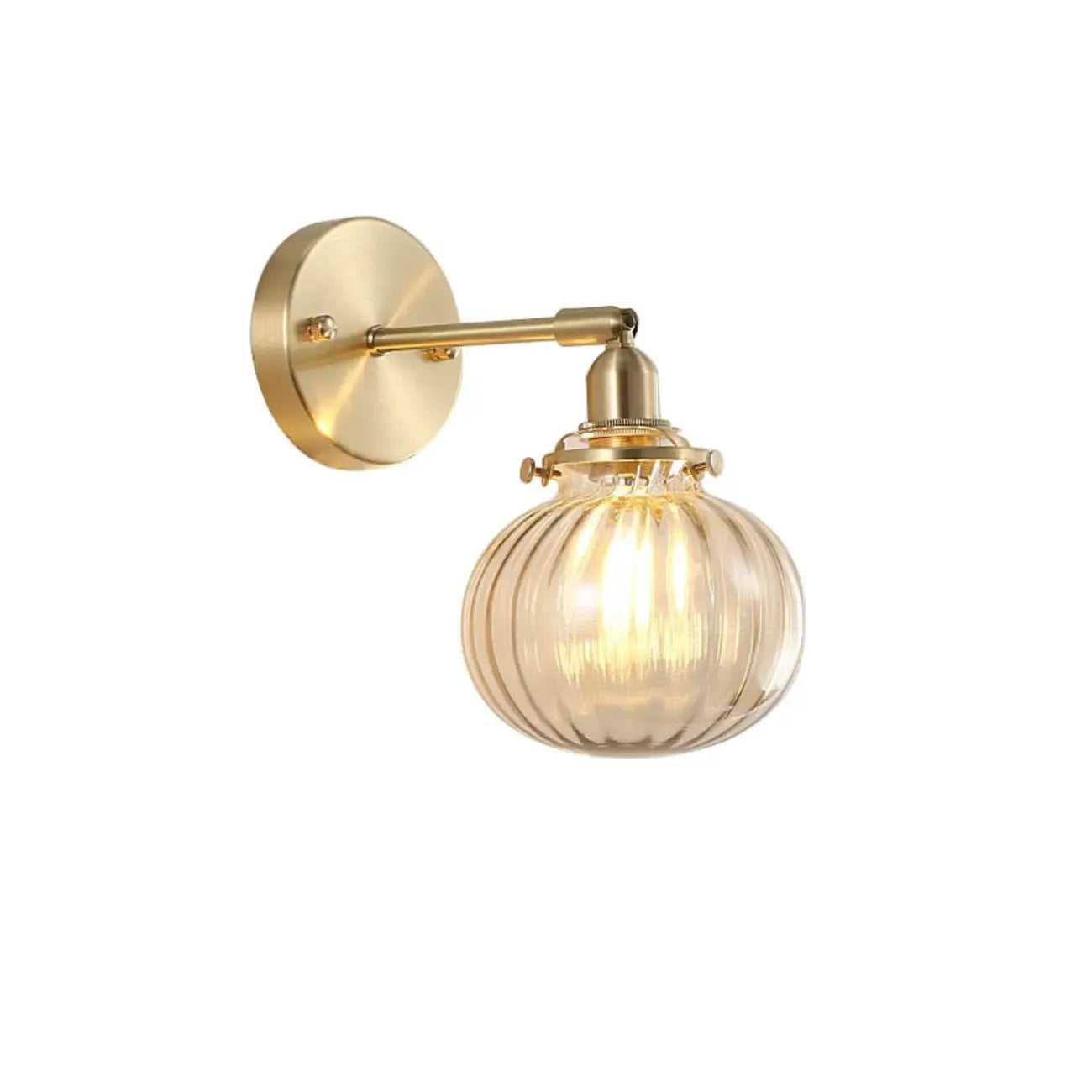 Vintage Adjustable Wall Sconce with Globe Shade for Bedroom