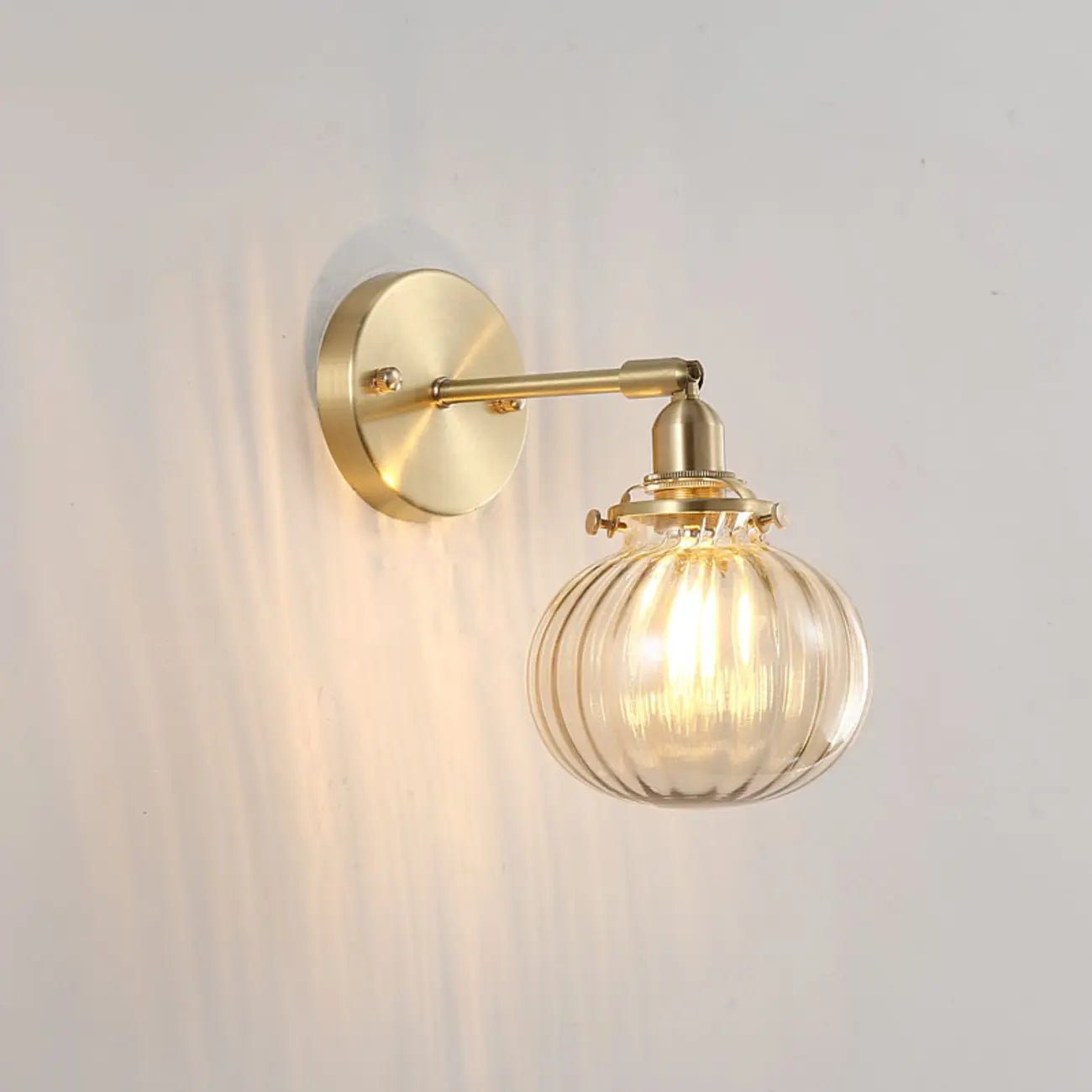 Vintage Adjustable Wall Sconce with Globe Shade for Bedroom