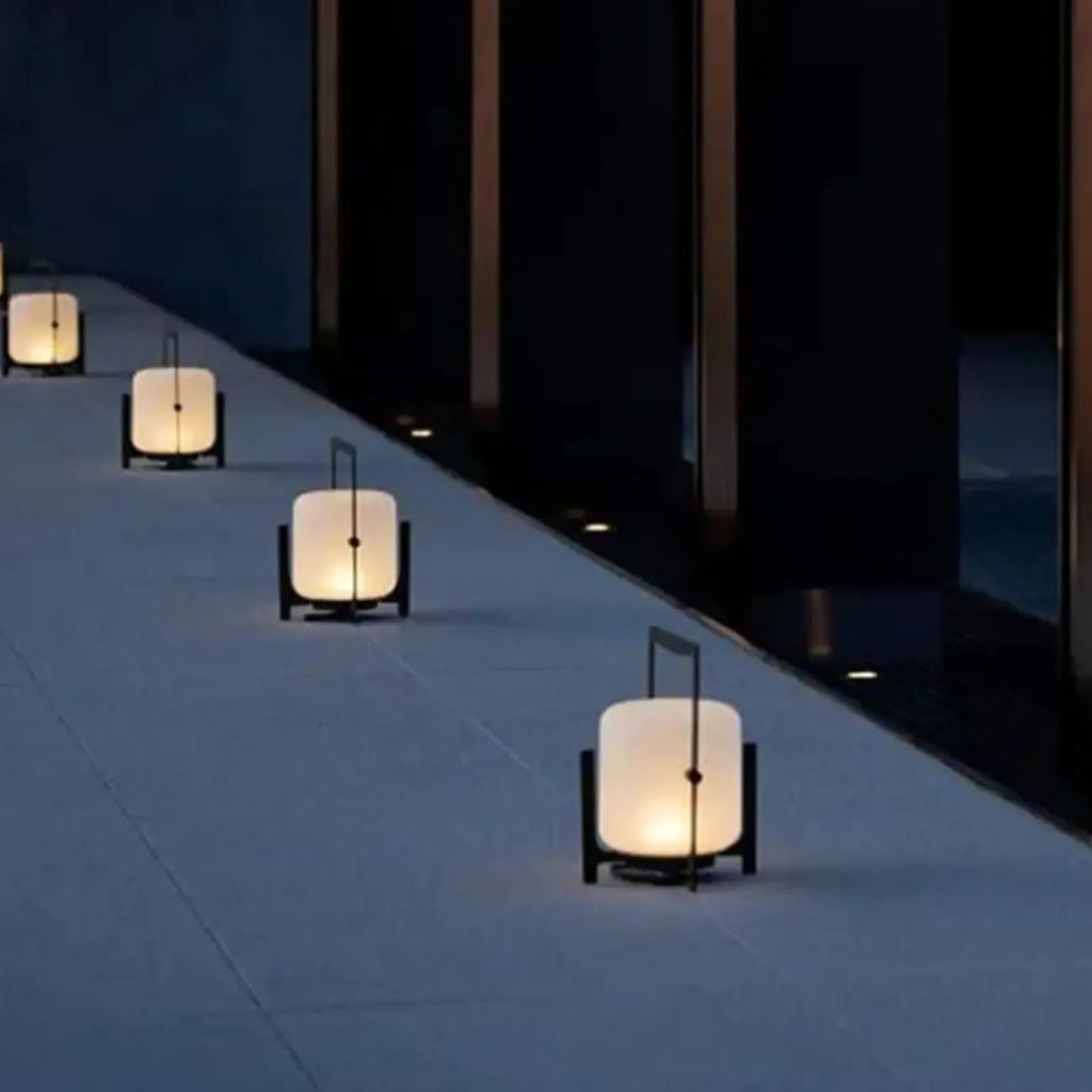 Portable Glass Lantern Outdoor Post Lights
