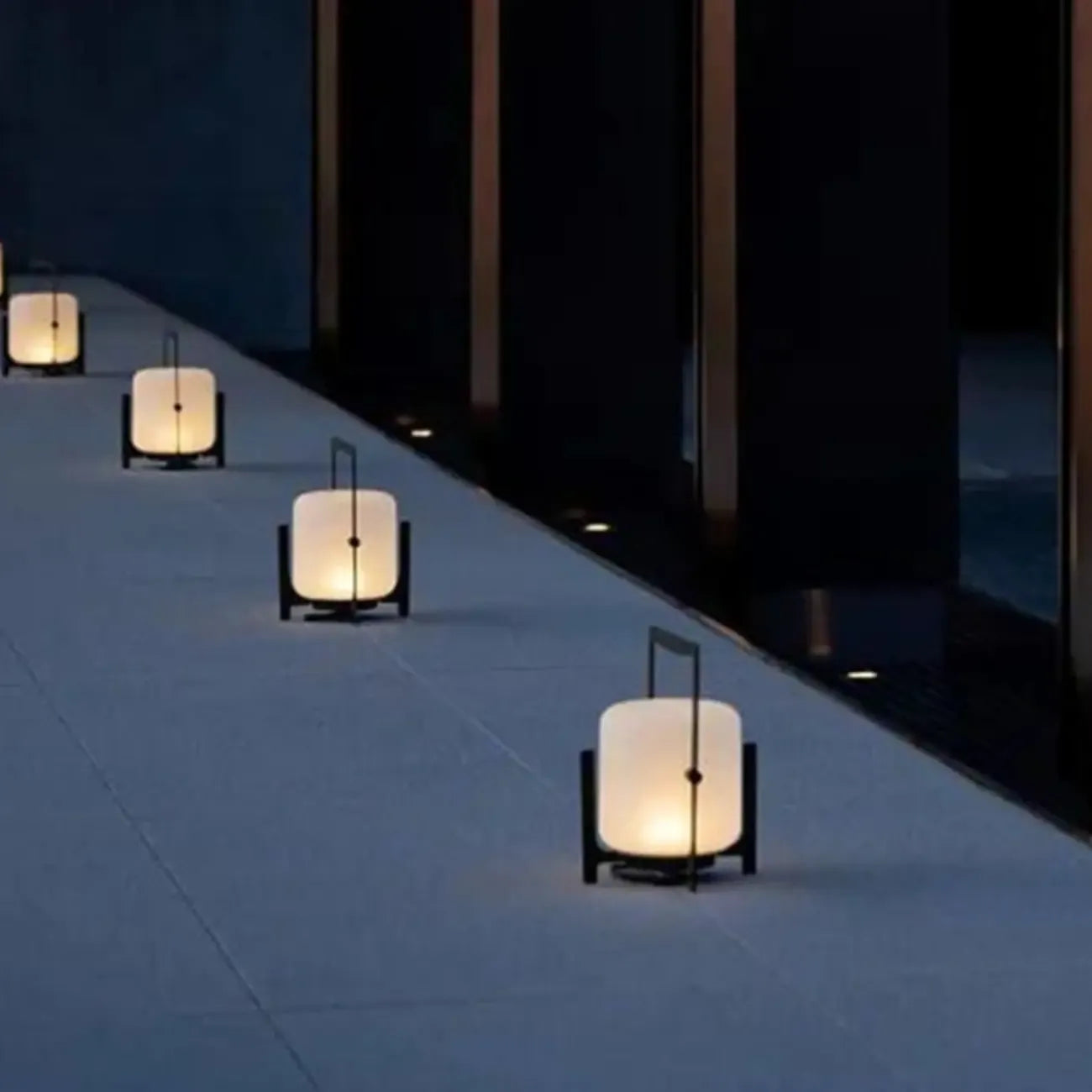 Portable Glass Lantern Outdoor Post Lights