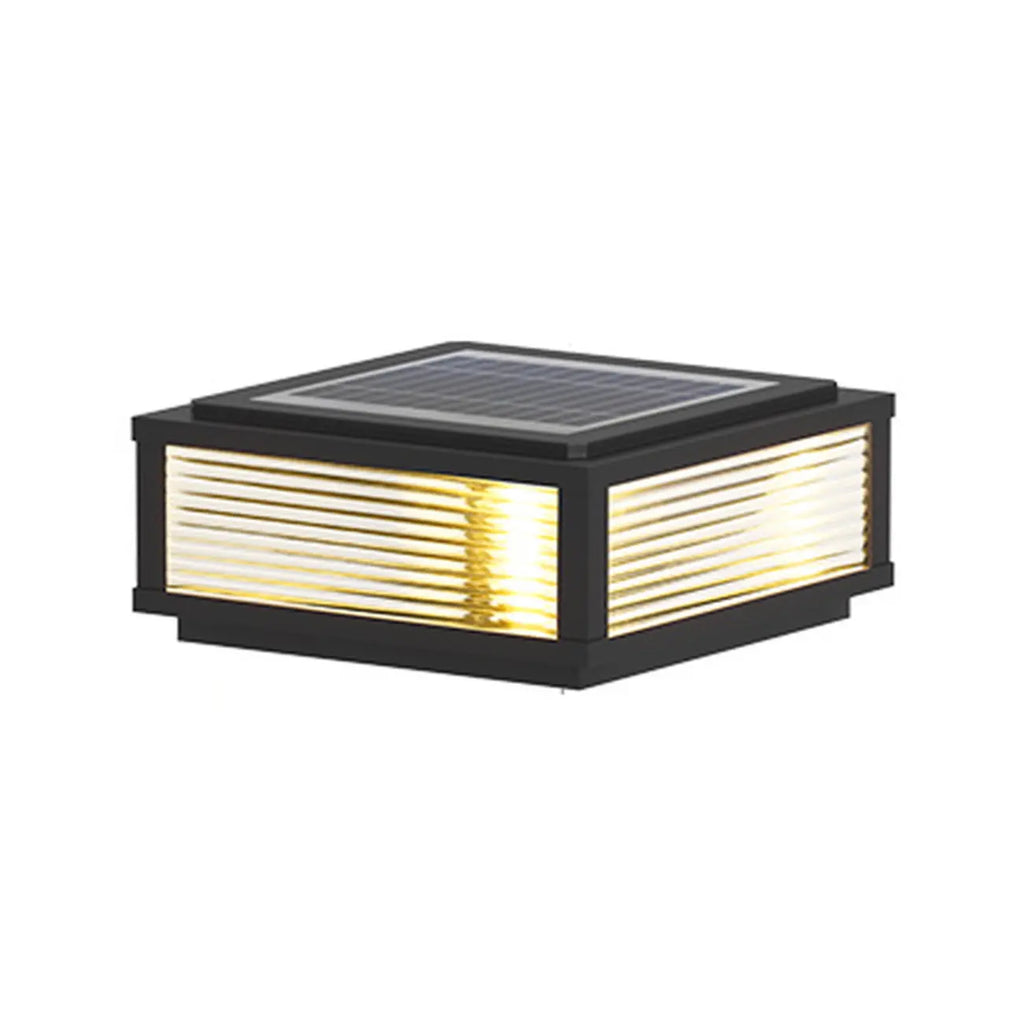3 Color Light Black Square Solar Outdoor Post Lights