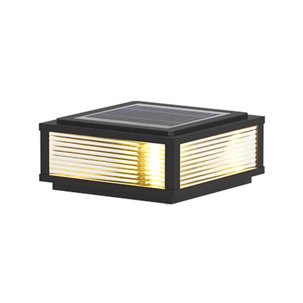3 Color Light Black Square Solar Outdoor Post Lights