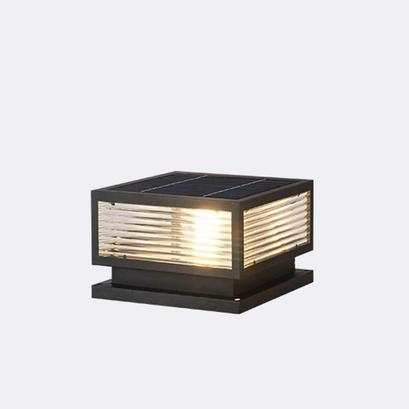 3 Color Light Black Square Solar Outdoor Post Lights