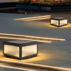 3 Color Light Black Square Solar Outdoor Post Lights