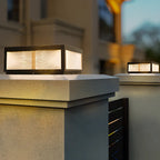 3 Color Light Black Square Solar Outdoor Post Lights