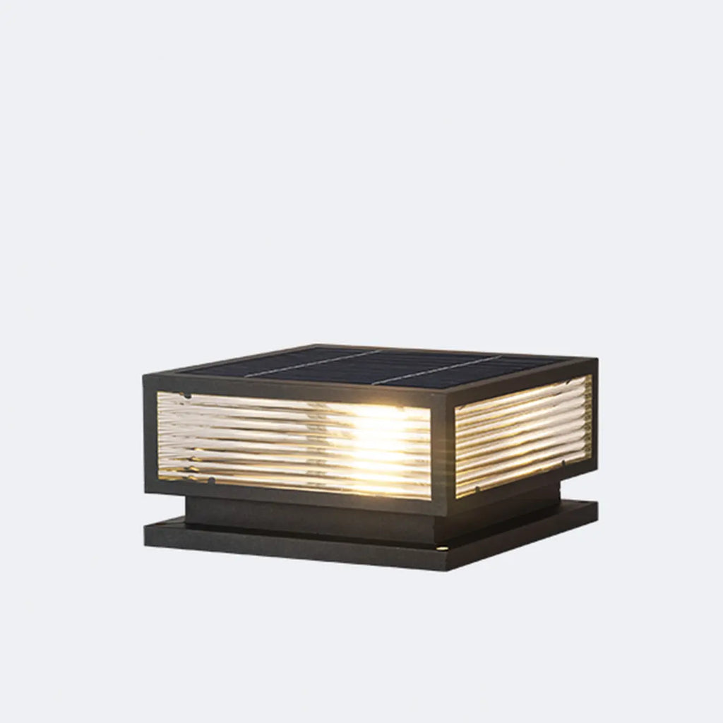 3 Color Light Black Square Solar Outdoor Post Lights