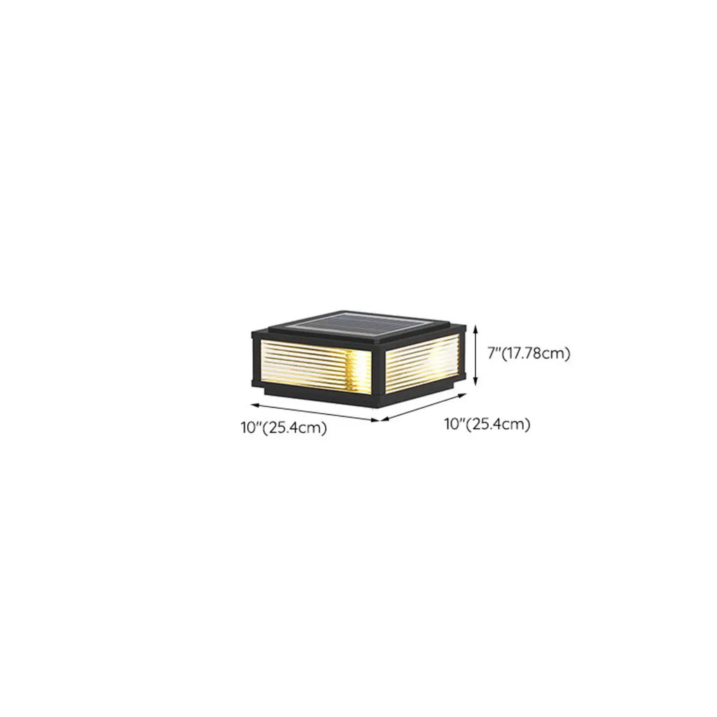 3 Color Light Black Square Solar Outdoor Post Lights