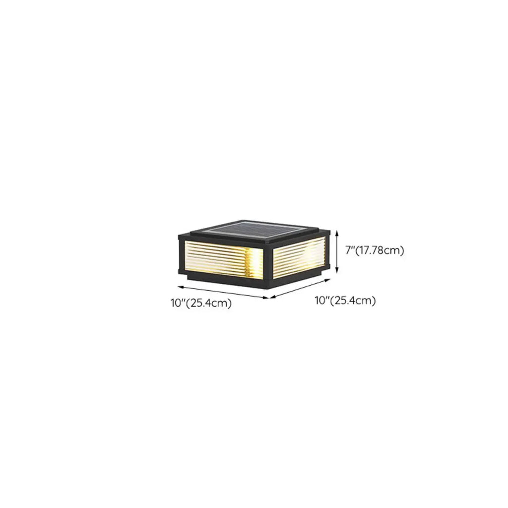3 Color Light Black Square Solar Outdoor Post Lights