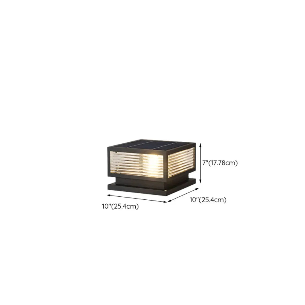 3 Color Light Black Square Solar Outdoor Post Lights