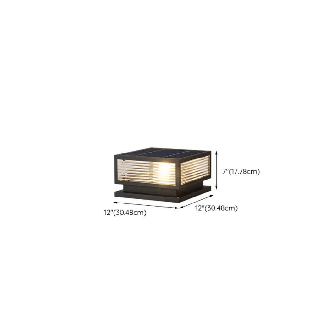 3 Color Light Black Square Solar Outdoor Post Lights