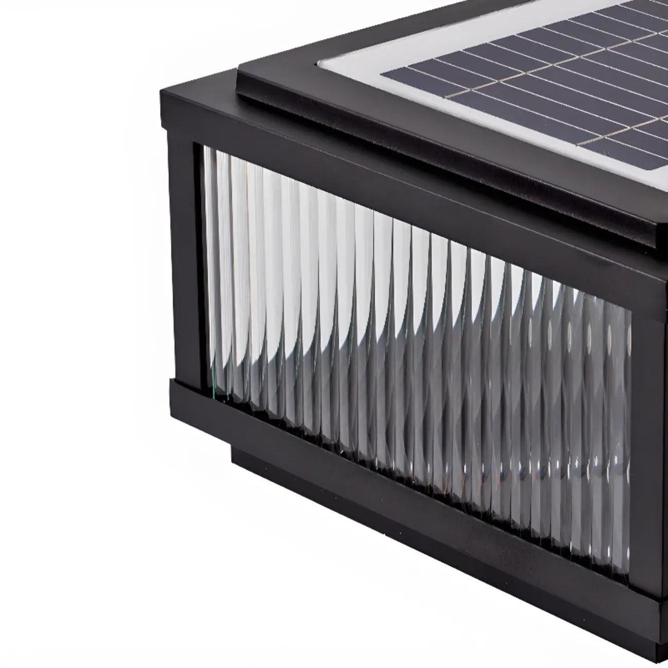 Black Metal Striped Solar Square Outdoor Post Lights