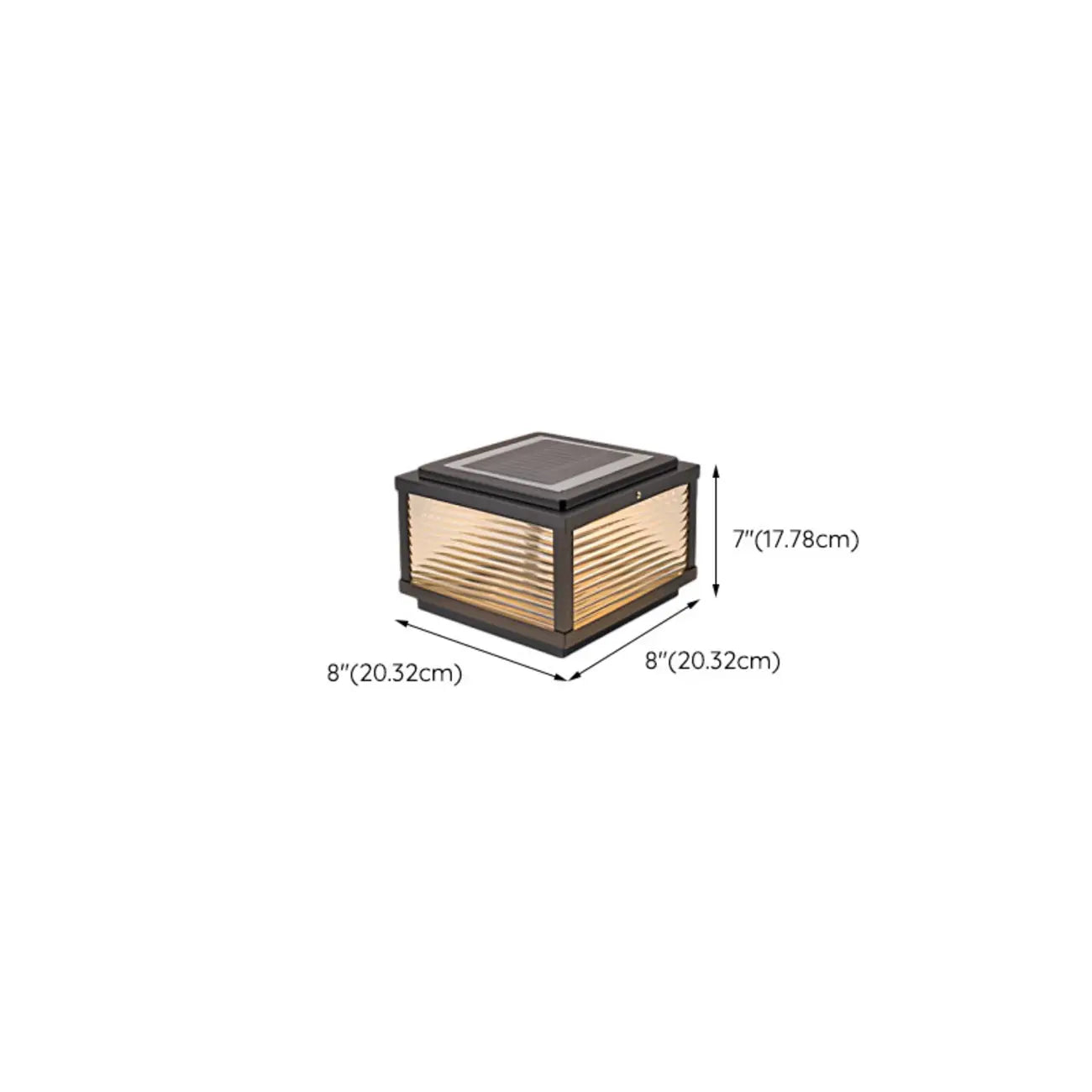 Black Metal Striped Solar Square Outdoor Post Lights