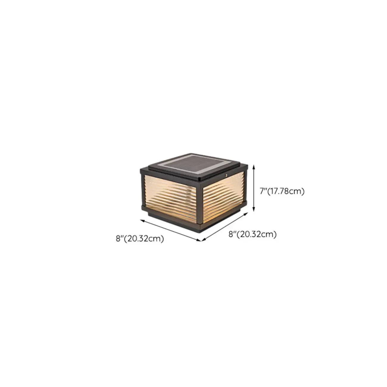 Black Metal Striped Solar Square Outdoor Post Lights