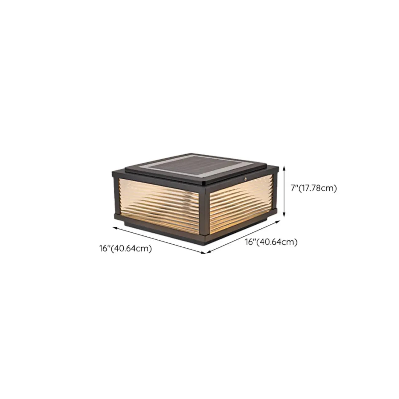 Black Metal Striped Solar Square Outdoor Post Lights