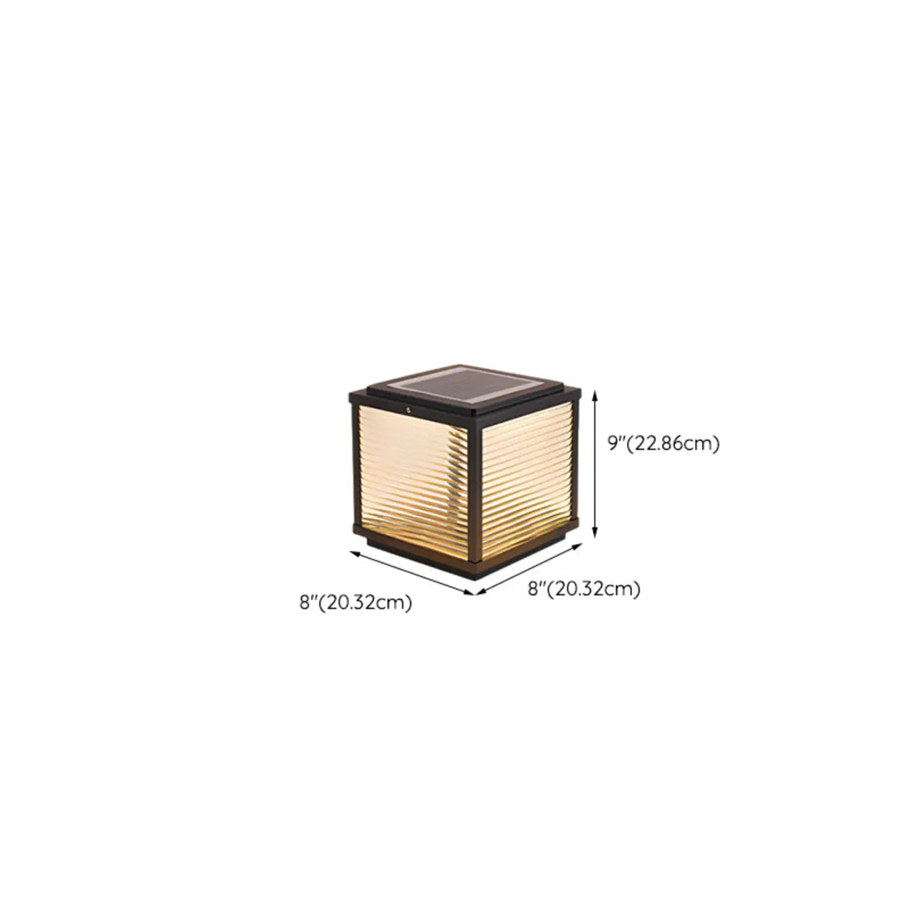 Black Metal Striped Solar Square Outdoor Post Lights