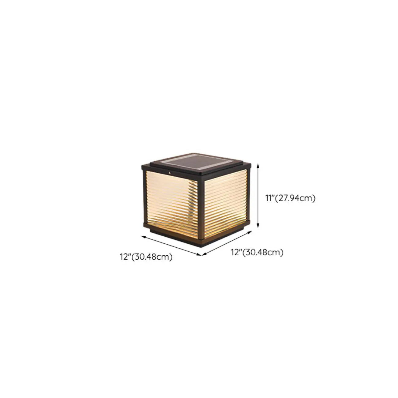 Black Metal Striped Solar Square Outdoor Post Lights
