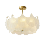 Elegant Gold Glass Leaf Semi Flush Mount Ceiling Light