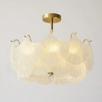 Elegant Gold Glass Leaf Semi Flush Mount Ceiling Light