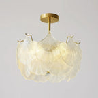 Elegant Gold Glass Leaf Semi Flush Mount Ceiling Light
