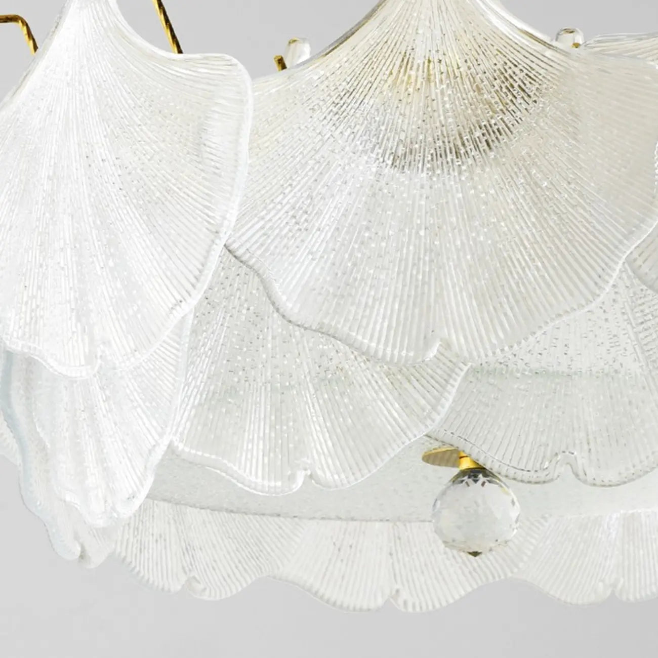 Elegant Gold Glass Leaf Semi Flush Mount Ceiling Light