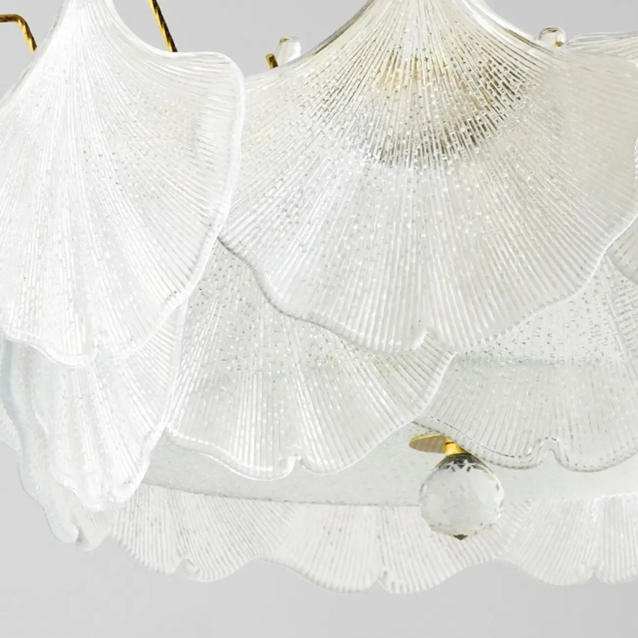 Elegant Gold Glass Leaf Semi Flush Mount Ceiling Light