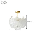 Elegant Gold Glass Leaf Semi Flush Mount Ceiling Light