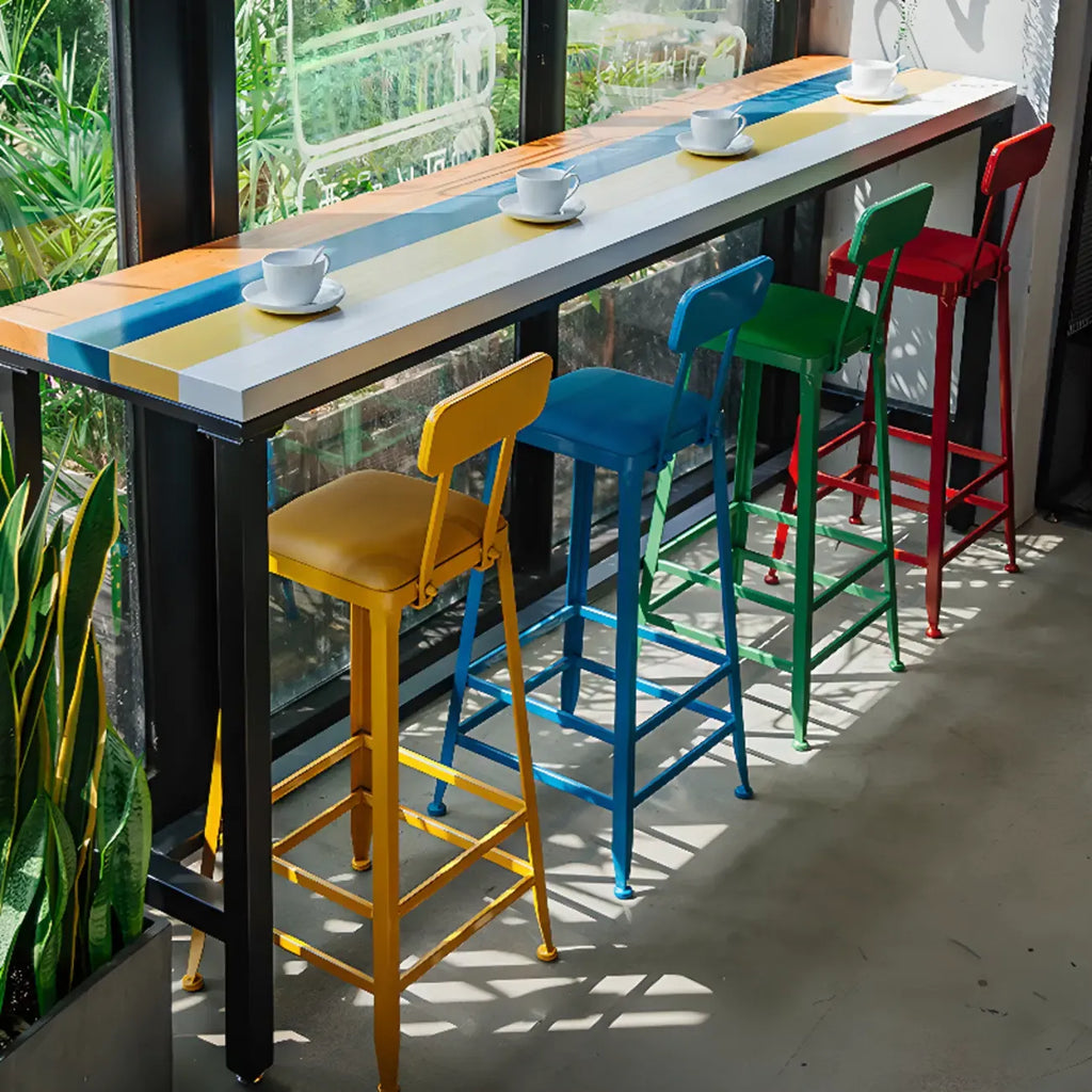 Modern Colorful Wooden Fixed Top Leg Rest Bar Tables