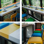 Modern Colorful Wooden Fixed Top Leg Rest Bar Tables