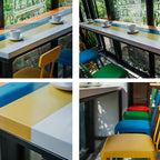 Modern Colorful Wooden Fixed Top Leg Rest Bar Tables