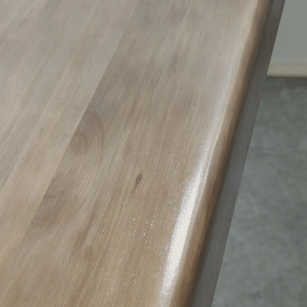 Modern Natural Wood Bar Table Metal Base with Side Cabinet