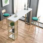 Modern Rectangle Wood Pub Table with 3 Shelves for Home Bar