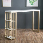 Modern Rectangle Wood Pub Table with 3 Shelves for Home Bar