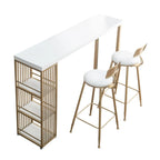 Modern Rectangle Wood Pub Table with 3 Shelves for Home Bar