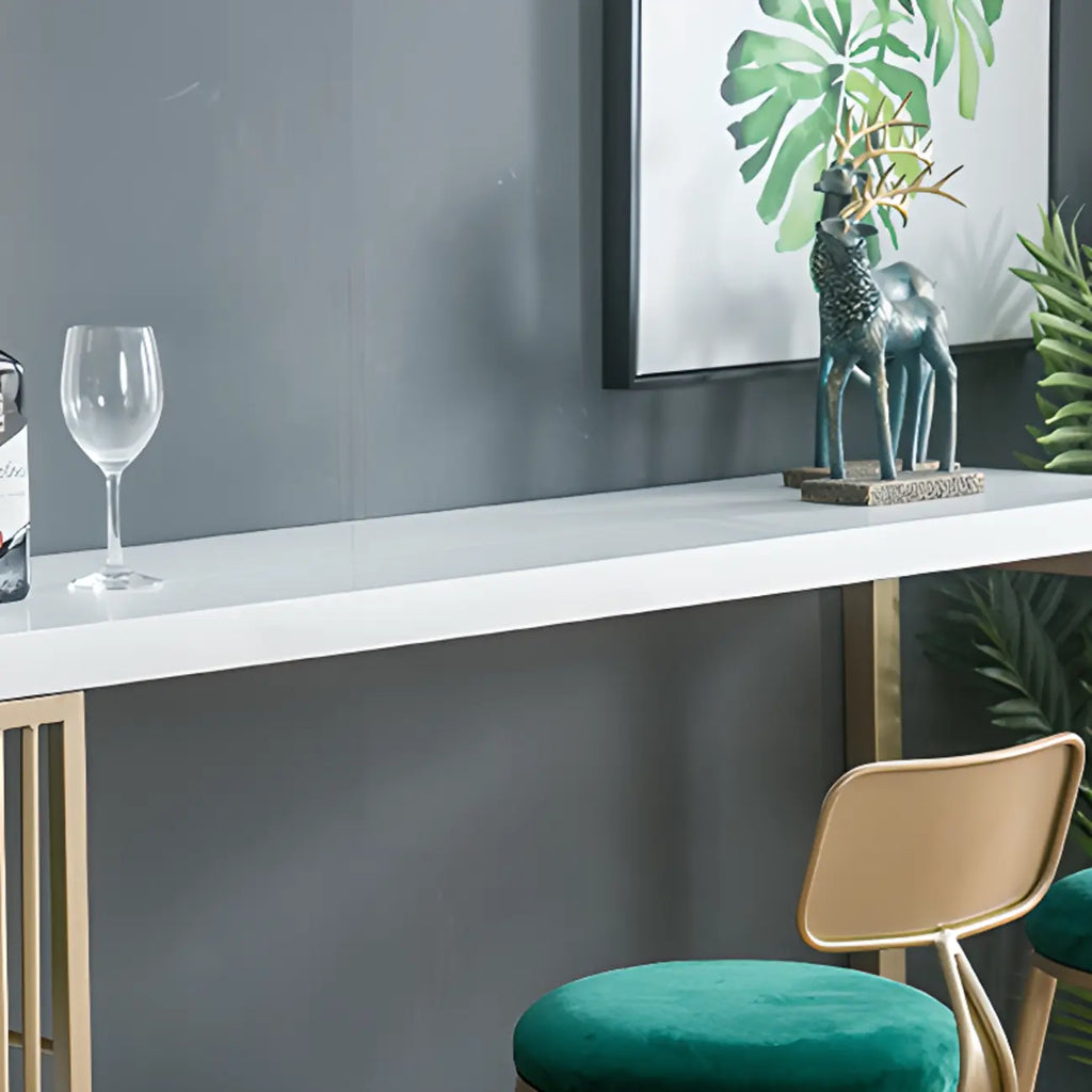 Modern Rectangle Wood Pub Table with 3 Shelves for Home Bar