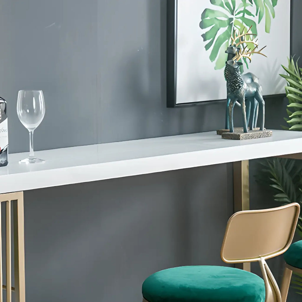 Modern Rectangle Wood Pub Table with 3 Shelves for Home Bar