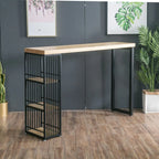 Modern Rectangle Wood Pub Table with 3 Shelves for Home Bar