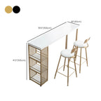 Modern Rectangle Wood Pub Table with 3 Shelves for Home Bar