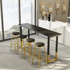 Glamorous Bar Height Table Wood Top Metal Base for Kitchen