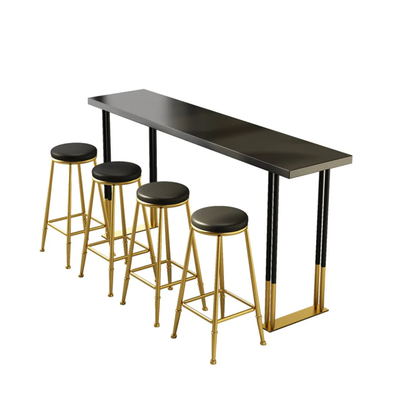Glamorous Bar Height Table Wood Top Metal Base for Kitchen