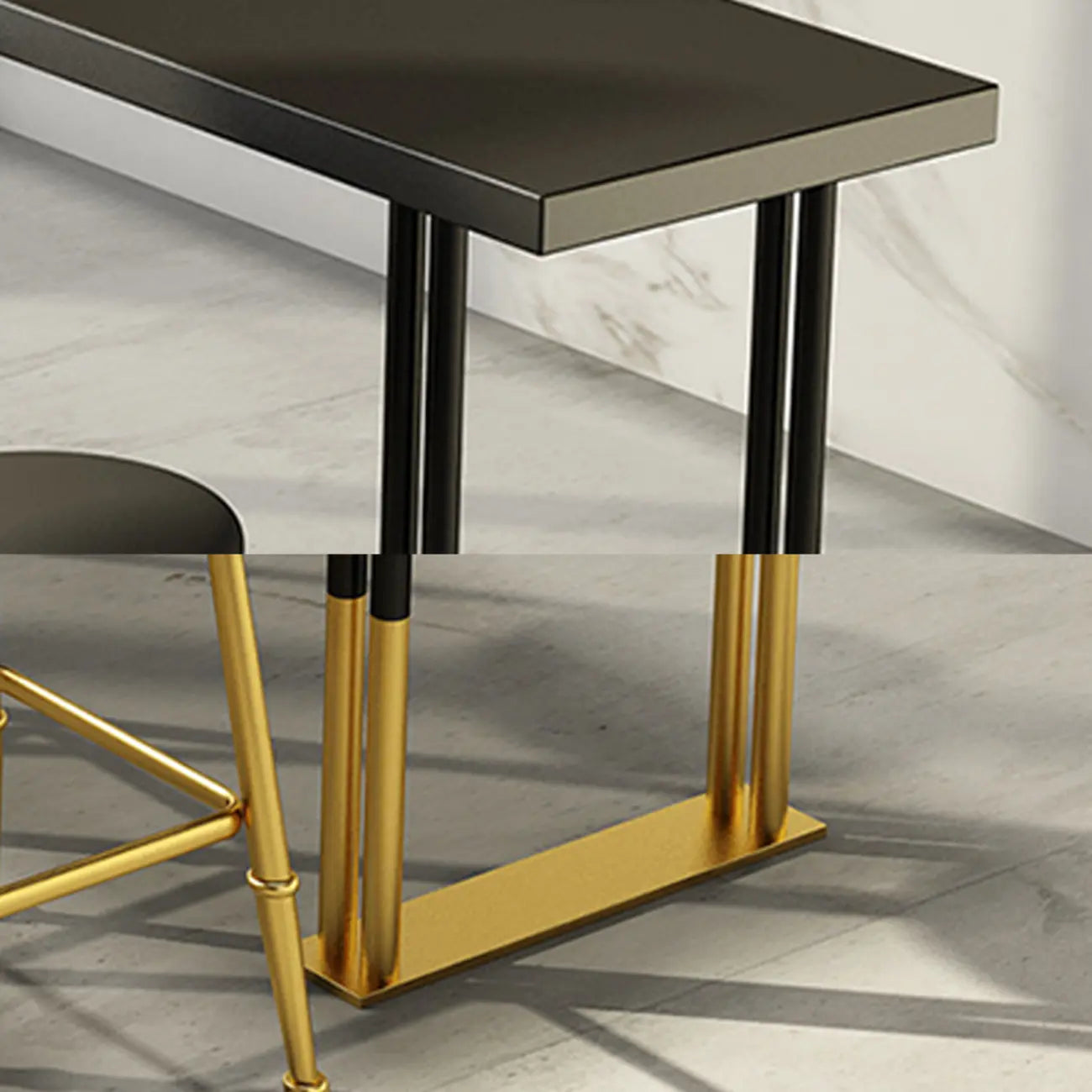 Glamorous Bar Height Table Wood Top Metal Base for Kitchen