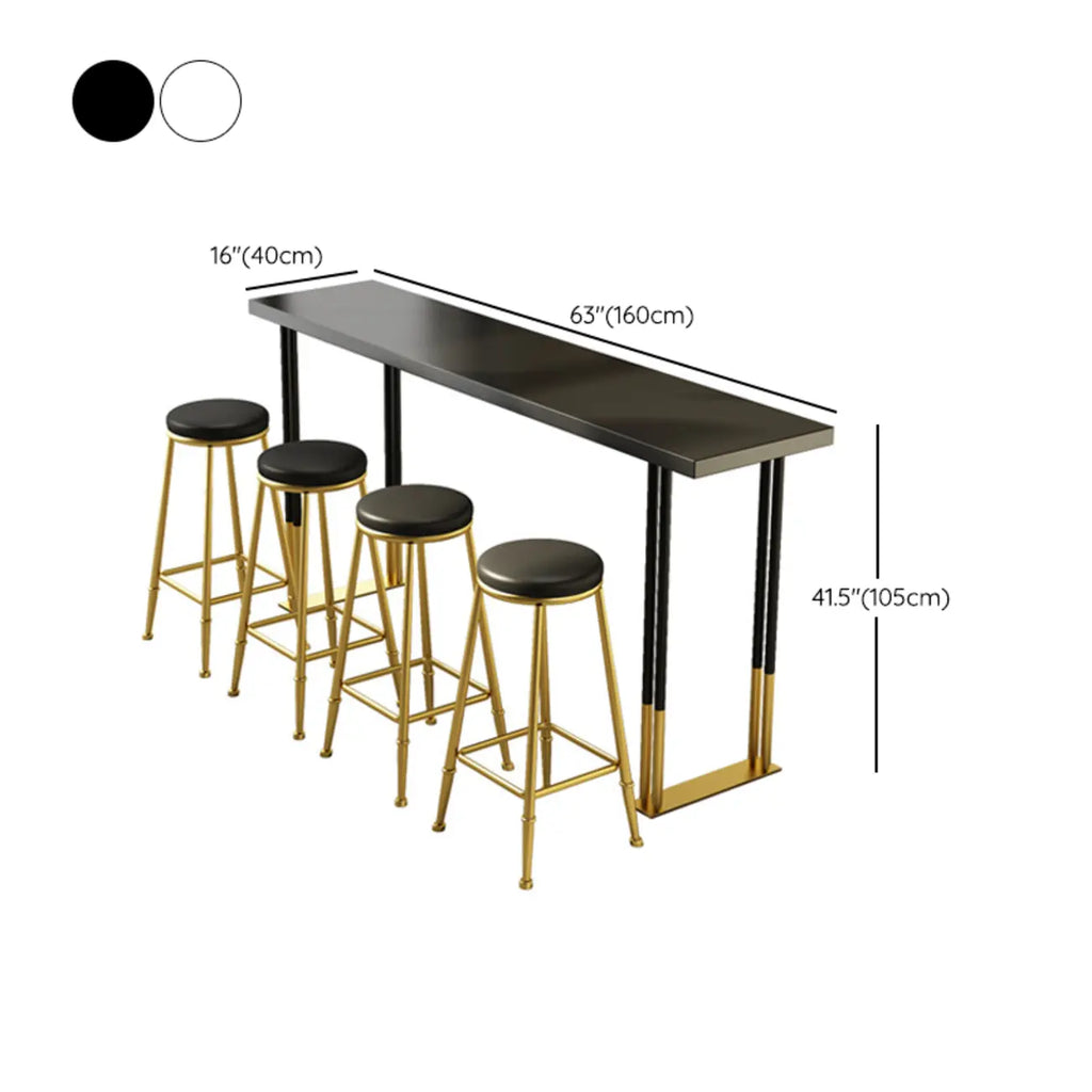 Glamorous Bar Height Table Wood Top Metal Base for Kitchen