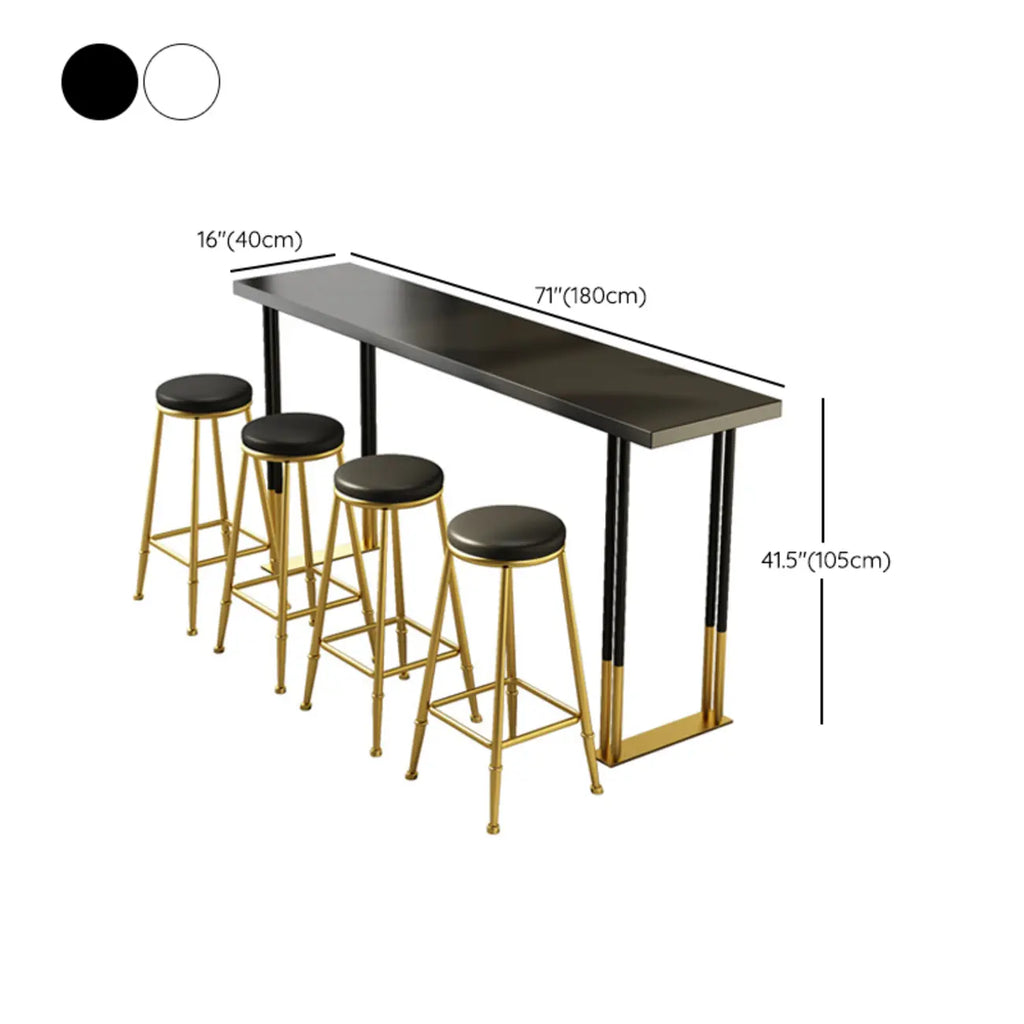 Glamorous Bar Height Table Wood Top Metal Base for Kitchen