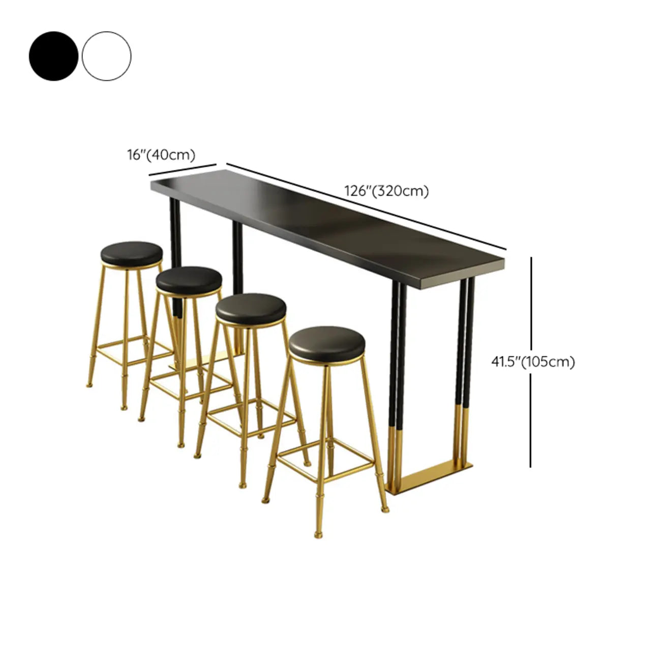 Glamorous Bar Height Table Wood Top Metal Base for Kitchen
