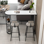 Modern Bistro Golden Bar Table Marble Top with 2 Shelves