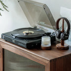47H Modern Walnut Flip-Up Glass Door Storage Cabinet