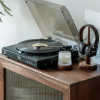 47H Modern Walnut Flip-Up Glass Door Storage Cabinet